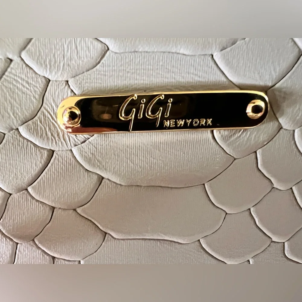 GIGI NEW YORK Skylar Military Python Embossed Cream Leather Crossbody Purse Bag - Picture 9 of 12